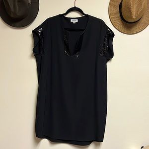 Black Calvin Klein Shift Dress with Sequence trim